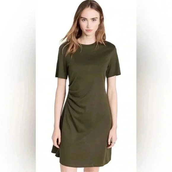 Theory Dresses & Skirts - Theory Green Ruched T Shirt Dress - Women’s Large